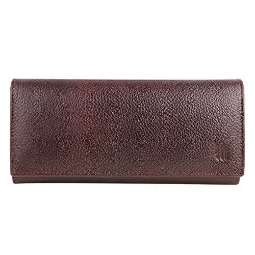Image of Clutch /Wallet for Women's Black Leather | Zipper Pocket /Card Holder with Magnetic Button Closure Ladies Purse Bifold Hand Wallet Money Purse Daily Use (3805-BLK) (Brown)