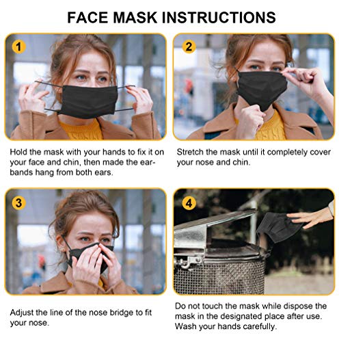 Disposable Face Masks, Pack of 50 Black Face Masks - Thumbnail 6