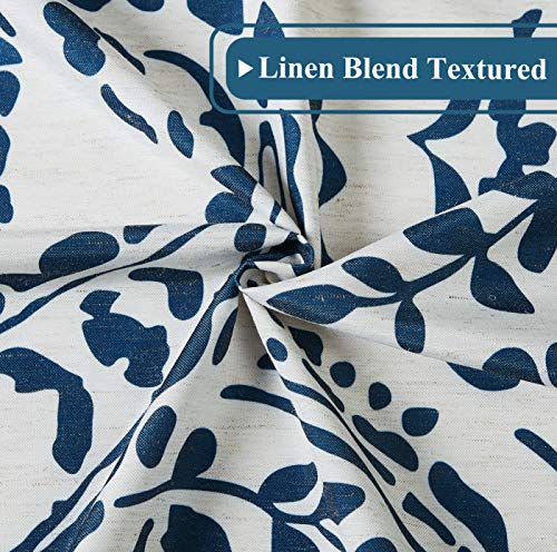 Ronaldecor Floral Print Curtain Panels,Linen Window Treatment Grommet Top Paisley Traditional Style Vintage Damask Drapes For Bedroom, 2 Panels, 52" X 84", Indigo Blue #TOP5