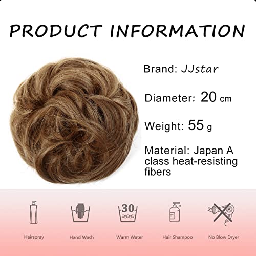 JJstar Messy Hair Bun Curly Wavy Hair Scrunchies Accessories Pieces for Women Girls Synthetic Chignons (Brown Blonde) - Image 3
