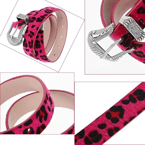 Leopard Print Belt for Woman, Faux Leather Chic Belts for Jeans Pants Animal Print Country Belt Women's Accessories4