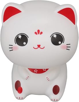 تمثال قط محظوظ HEEPDD يعمل بالطاقة الشمسية ويلوح بـ Maneki Neko، ديكور لوحة القيادة التلقائي، عيون كبيرة، 2.7x3.7x3.4 بوصة، سحر الحظ السعيد للمنزل والمكتب والمطعم