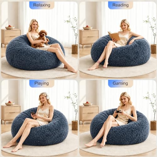 Image of Memory Foam Bean Bag Chair for Adults, 4FT Blue Shining