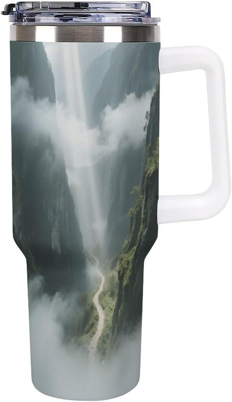 Travel Coffee Mug 40OZ Thermo Cups Thermos Cup Drink Cups Canyon Clouds Thermos with Cup with Handle Lid And Straw Suitable for Gifts Parties Offices Traveling