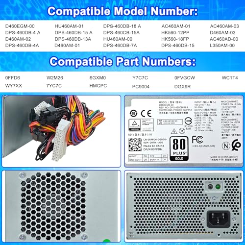 Fuente de alimentación ATX 460W compatible Dell Precision miniatura 2