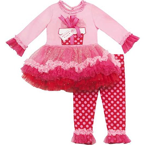 Rare Editions Girls Present Birthday Dress Outfit Leggings , Pink , 24M