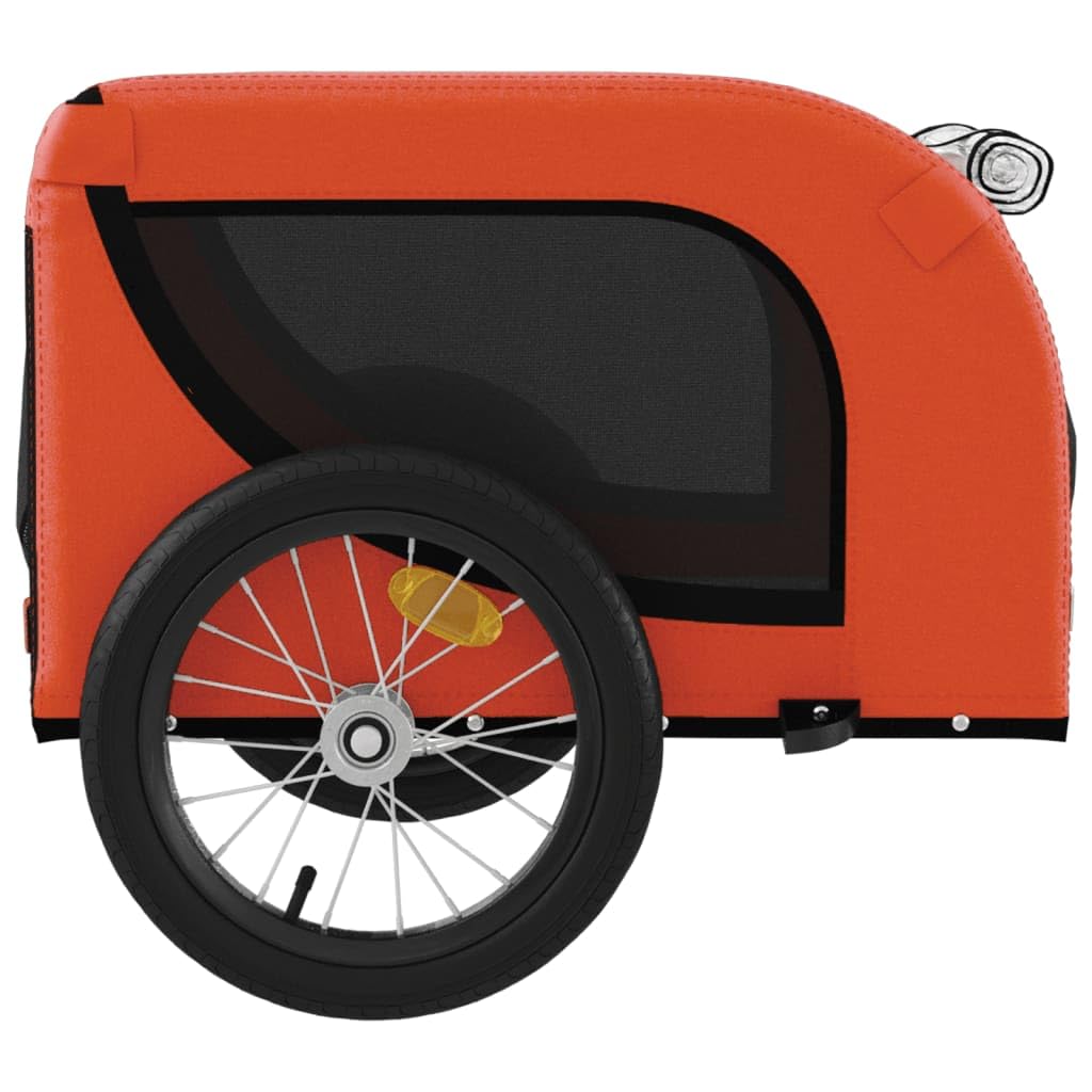 Homgoday Przyczepa rowerowa dla zwierząt pomarańczowa i czarna Oxford i żelazo, wyposażenie wózka dla psa, wózek rowerowy, wózek rowerowy, wózek dla psa, transporter rowerowy model 93998