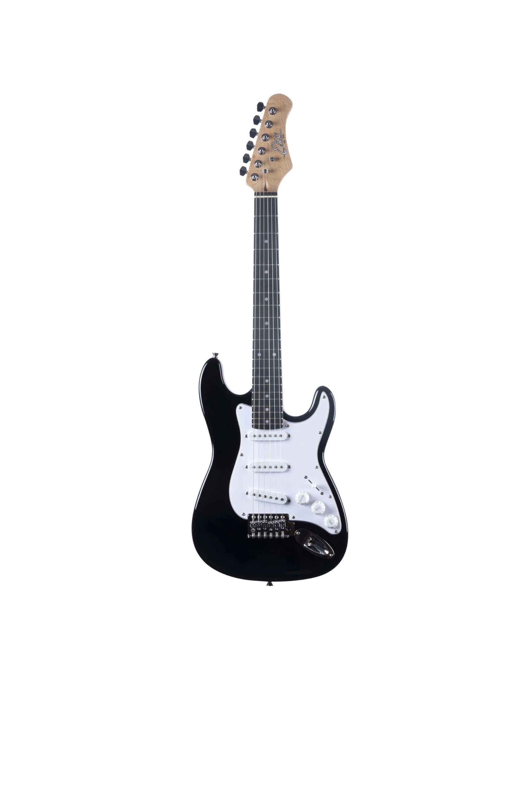 EKO GUITARS – Chitarra Elettrica ST‑100 3/4, Corpo Pioppo, Manico Acero, Tastiera WPC 21 Tasti, 3 Pickup Single‑Coil, Ponte Tremolo, Scala 580 mm, Colore Nero