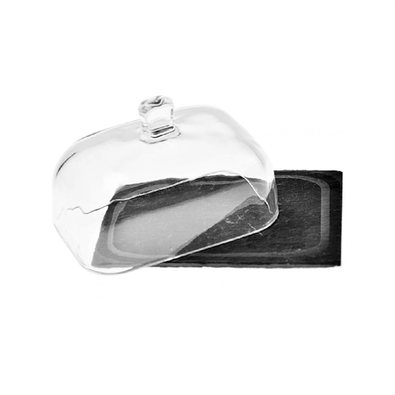 Burriere Coperchio in vetro trasparente Piatto for burro Piatto da dessert for formaggio Contenitore for frutta e verdura da cucina Contenitore for burro Piastra in lastra di roccia Contenitore per Bu