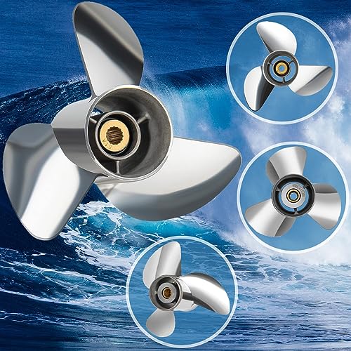 Image of VIF Jason Marine OEM Upgrade Stainless Steel Boat Propeller Compatible with Yamaha 150hp 175hp 200hp 220hp 225hp 250hp F150 F175 F200 F225 Outboard Engines,15 Spline Tooth