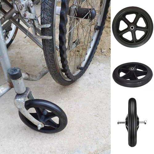 BEEGMA 2pcs Wheels Replacement For Wheelchairs 6in 7in 8in Rollator Wheels Anti-Slip Replacement Casters Black PVC Solid Tyre For Cart Rollators Walkers(7inch-17cm) - Image 5