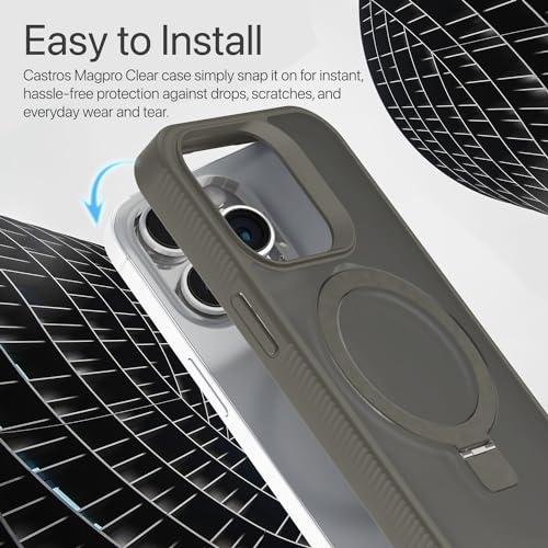 Image of Vaku Luxos Astros Magpro Back Cover Case for iPhone 15 pro with Magnetic Alloy Ring Metal Kickstand Scratch Resistant Slim Thin Military-Grade Protection Compatible with MagSafe - Grey