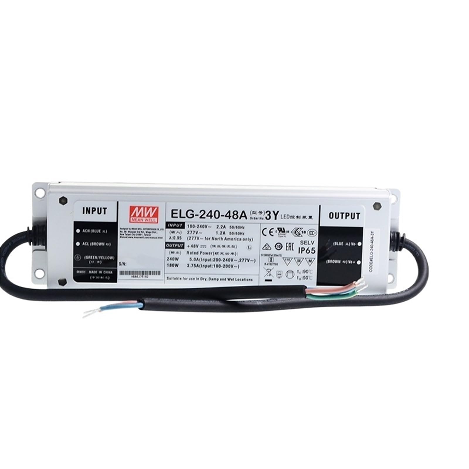 Fcarumiqp One Color Elg-240-48A-3Y 240W 48V Led Power Supply 110V/220V Ac To Dc 5A Waterproof Ip65 Meanwell Adjustable Led Driver Pfc