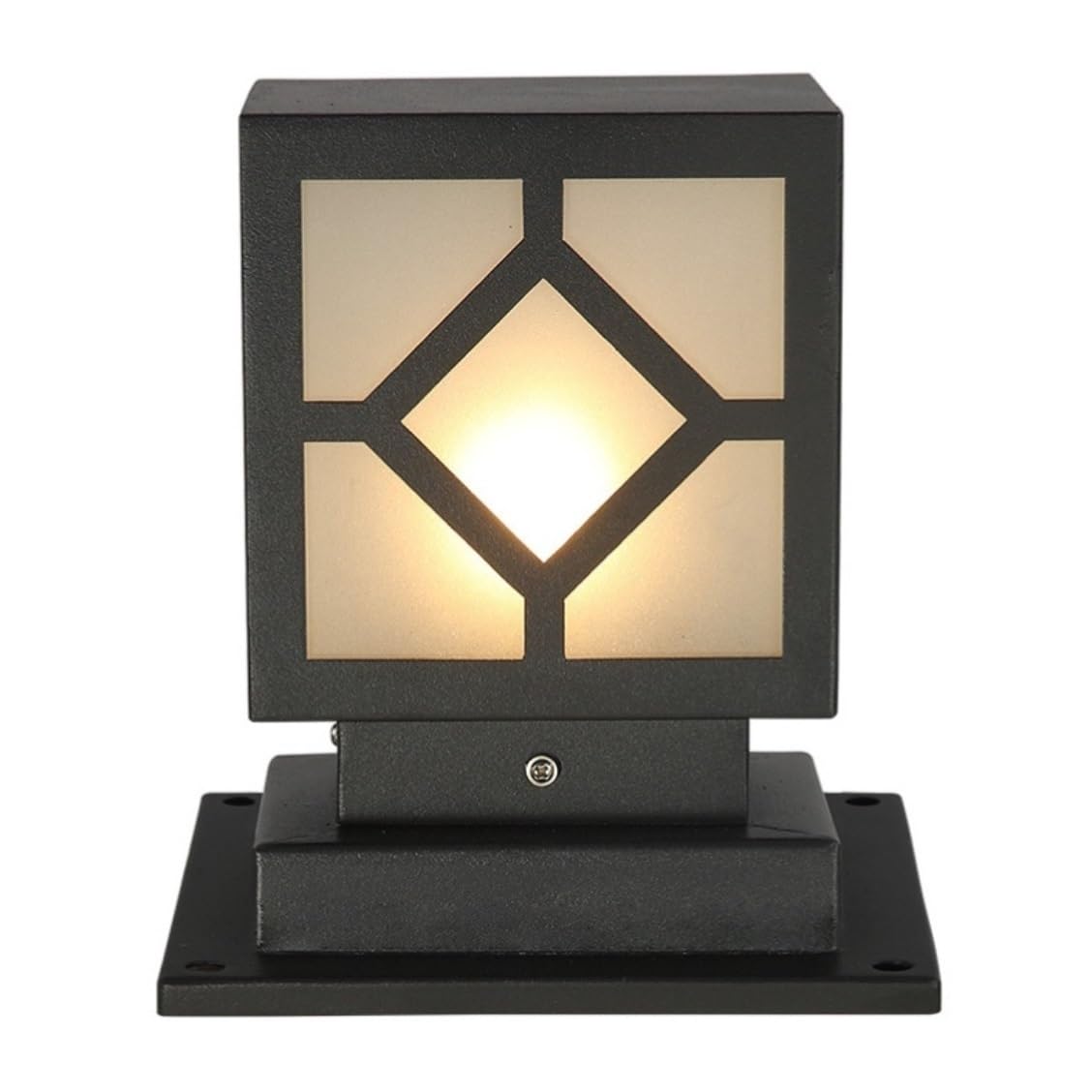 AZHKJKZH Post Cap Lights Square Post Lamp Iron Glass Pillar Light Courtyard Outdoor Column Gate Villa Garden Fence Landscape E27 Outdoor Garden
