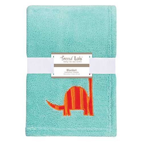 Trend Lab Dinosaur Roar Plush Baby Blanket, Green, Orange