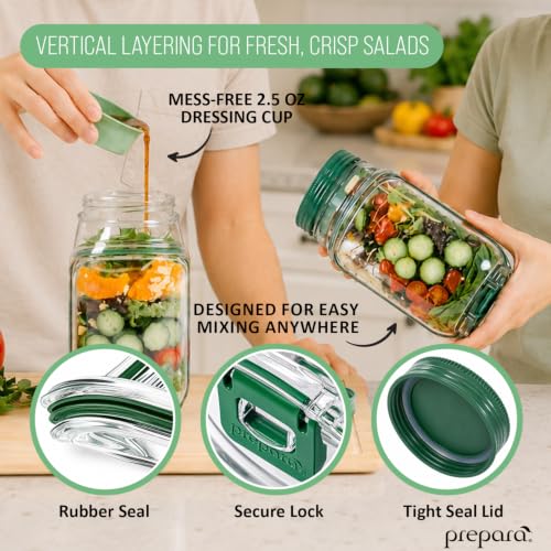 Image of Prepara Salad Set - Herbs n' Greens, Avocado Cool & 2 Salad Pods | BPA-Free, Ideal for Meal Prep, Snacks & Salads, Multi-Function Prep Tools, Includes 2.5 oz Leakproof Dressing Capsules