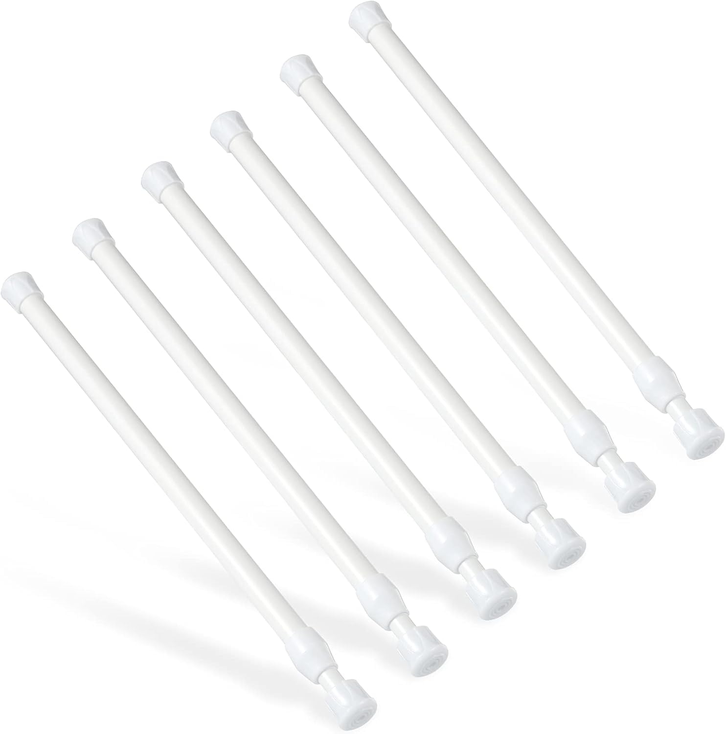 6 Stück Teleskopstange, Goowin 30-50cm Spannstange ohne bohren, rostfreie Feder, verstellbare Spannstange für Schrank, Küche, Schrank, Kleiderschrank, Bücherregal (weiß)