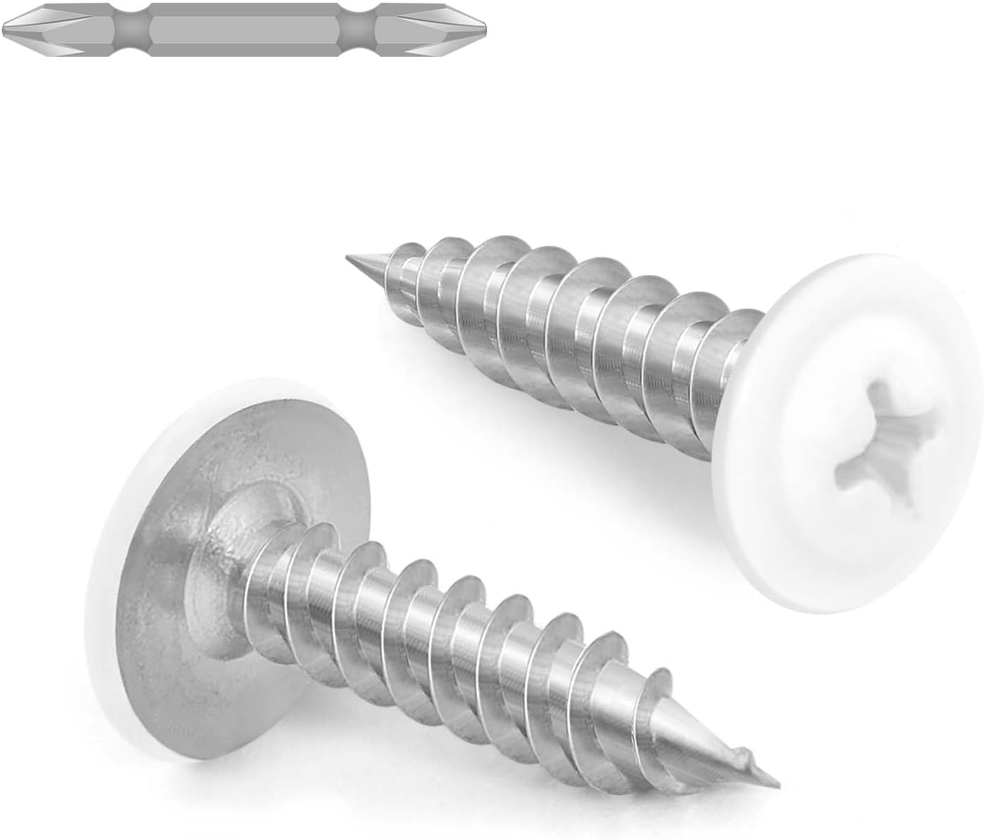 #8 x 1/2" Truss Head Fast Self Tapping Screws, Alloy Steel Wood Screws, White Head, 100 PCS