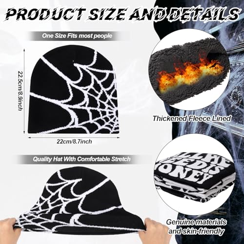 Image of Ramede 4 Pcs Y2k Beanie - Double Sided Graphic Beanies for Men and Women, Acrylic Knitted Y2k Hats Accessories