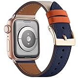 コンパチブル アップルウォッチ バンド レザー コンパチブル Apple Watch バンド メンズ 44mm 45mm 46mm(series 11/10) 49mmに適用コンパチブル iWatch Ultra/Ultra2/Ultra3/SE/SE2/SE3 Series11/10/9/8/7/6/5/4/3/2/1（ダークブルー・アイボリー/ローズ）