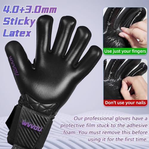 WVVOU Football Goalkeeper Gloves for Adults and Youth High Performance with 5 Detachable Fingersave - Image 2