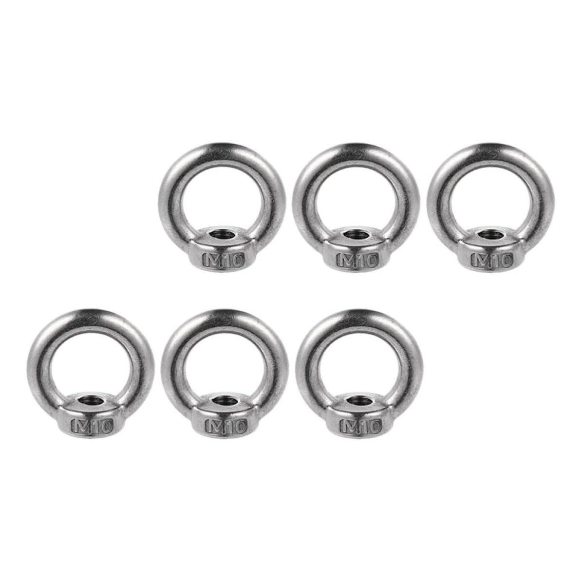Generic 6pcs M10 Stainless Steel Eye Nut Ring Nut Lifting Device Parts with Anti-Rust Feature and Easy Installation for Industrial and Construction Site Use