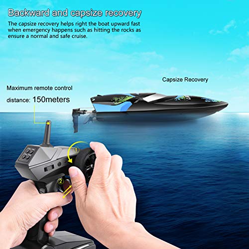 Remote Control RC Boat for Pools and Lakes, Kuman 25km/h High Speed Racing RC Boats for Kids and Adults - Thumbnail 2