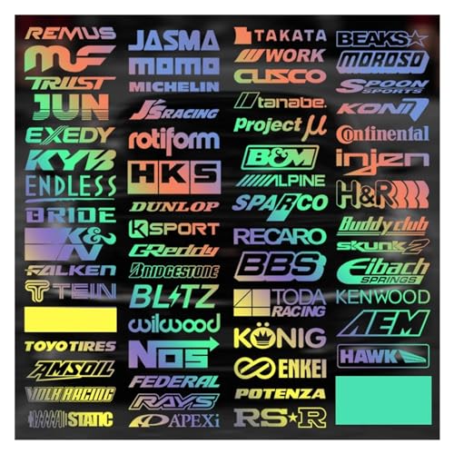 Autocollants et décalcomanies de Sponsor de Course aléatoires, 15 pièces, for JDM EDM Race Turbo Drift, Ensemble réfléchissant en Vinyle imperméable for...
