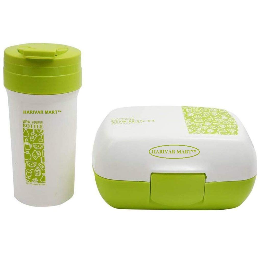 PANTH Food Grade Plastic Lunch Box + Water Bottle Combo Set for School Going Kids/Children Girls and Boys