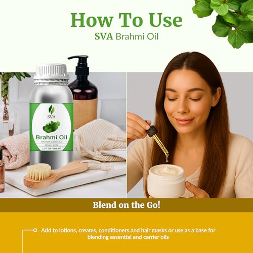 Image of SVA Brahmi Oil - 32 Fl Oz - for Face, Skin Care, Hair Care, Scalp Massage & Body Massage