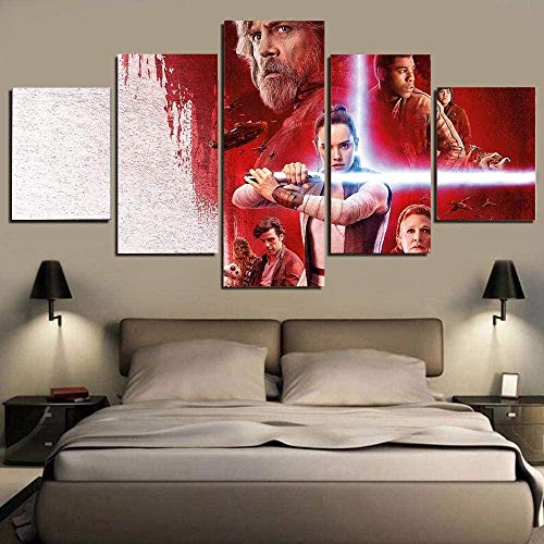 bnkrtopsu 5 Cuadro en Lienzo 5 Fotos Juntas en una Sala de Estar Dormitorio Creativo murales Decorativos y Carteles(Sin Marco) Star Wars el último Jedi