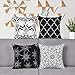 Alishomtll - Set di 4 federe decorative per cuscini da esterni in tessuto morbido, per divano, camera da letto, 45 x 45 cm, colore: Nero