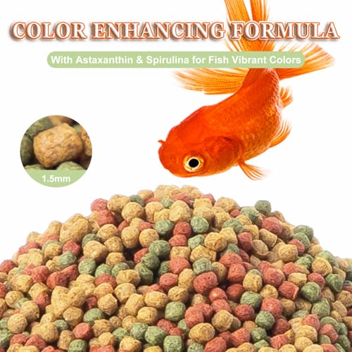 Goldfish Fish Food Floating Pellet - Color Enhancing with Antarctic Krill Spirulina Balanced Diet for Pond Tank Fish Promotes Growth Clear Water, 12oz - Image 4