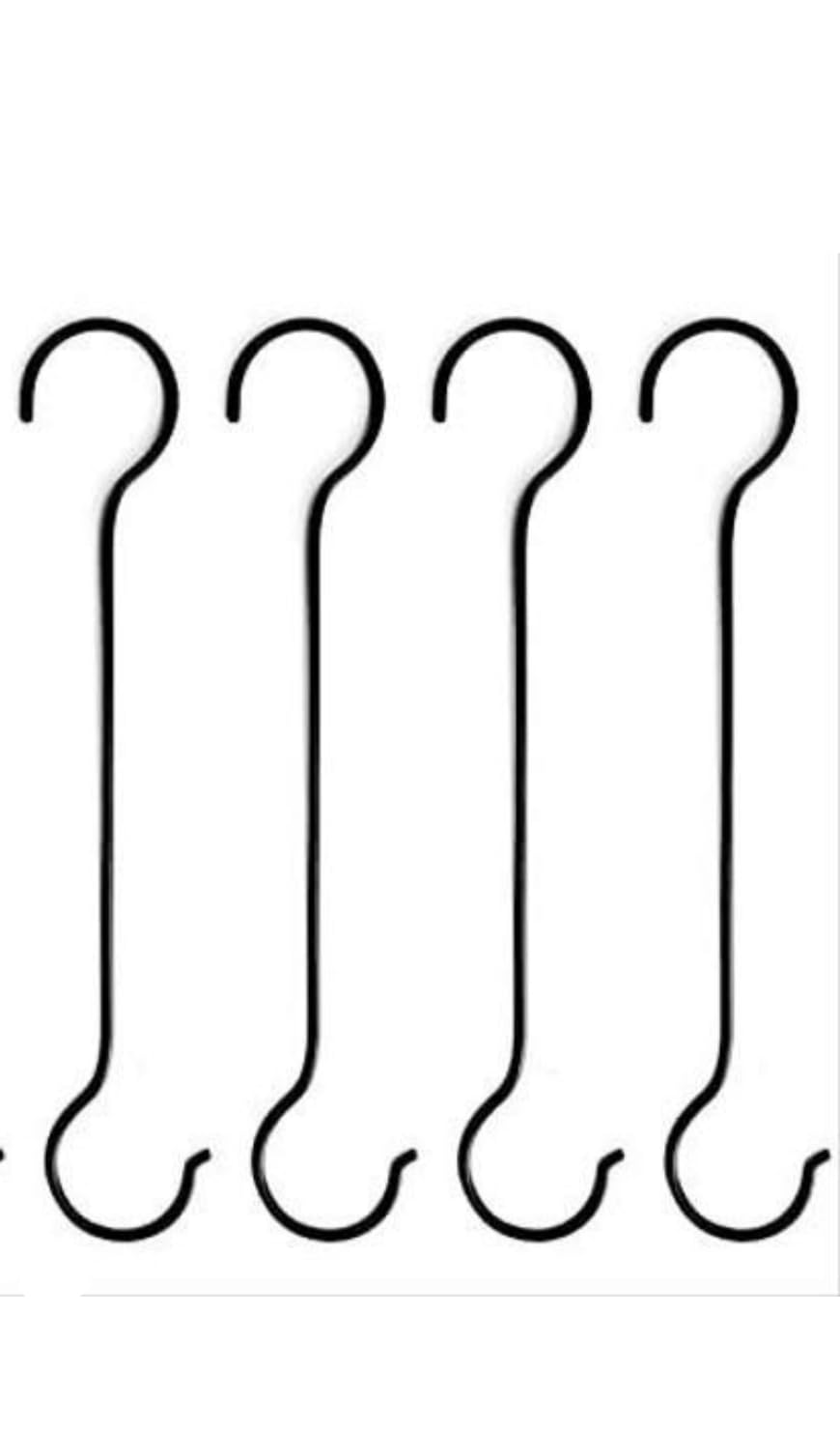 nitya creative 13inch Metal Pot Extension Hooks | Rust Resistant Hanging Black S Shaped Hooks for Bird Feeders and Baths, Planters, Lanterns, Ornaments | Heavy Duty Extra Large Hanging Hook (Black,4) (B09TPZ5GXG) Amazon Price History, Amazon Price Tracker
