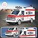 Dollox 1/30 Remote Control Ambulance, 2.4G RC Play Car Toy 4 Channel Electric Ambulance Vehicles Emergency Rescue Cars with Lights, Opening Door, Gifts for Kids Boys Girls Age 3 4 5 6 7