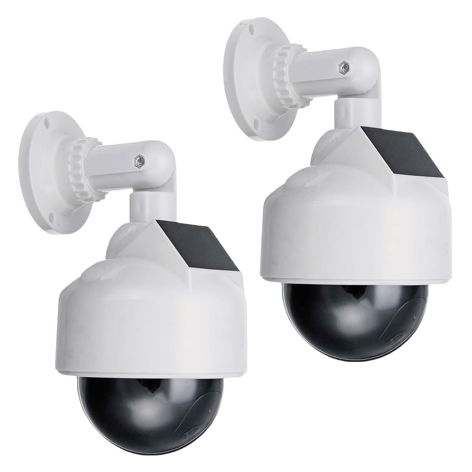 GOMETY 2 fotocamere fittizie, telecamera di sicurezza, CCTV, Dummy, telecamera di sorveglianza finte con LED rosso lampeggiante, telecamera di sorveglianza per interni ed esterni (bianco)