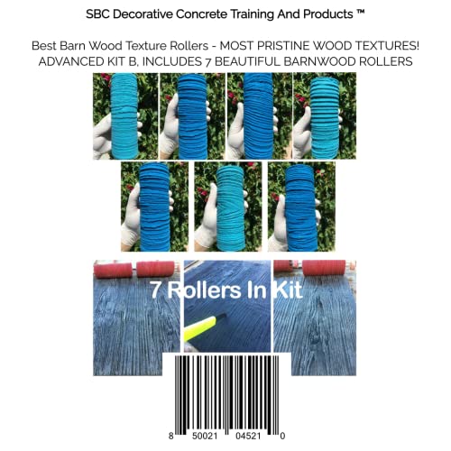 Best Concrete Wood Texture Rollers and Masonry Forms Tool For Barnwood Designs - MOST PRISTINE WOOD TEXTURES! INCLUDES 7 BEAUTIFUL FORM ROLLERS by SBC Decorative Concrete Training and Products