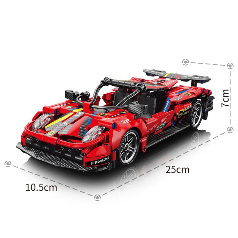Image of 1:18 DIY Blocks Pull-Back Car - Red | Big Pull Back Cars | STEM Learning: Learn About Energy Conversion | Educational Toy for Kids 8+