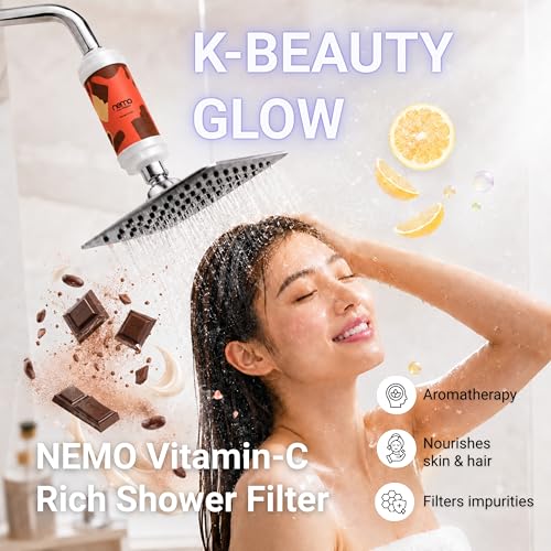 Image of NEMO Vitamin Shower Filter (Melting Chocolate) | Made in South Korea | Vitamin C + Glycerin Enriched | For Soft Skin & Smooth Hair | Advanced Chlorine & Rust Removal | De-stress with Aromatherapy