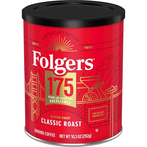 Image of Folgers Classic Medium Roast Ground Coffee, 10.3 Oz 175th Anniversary Limited Edition Metal Can