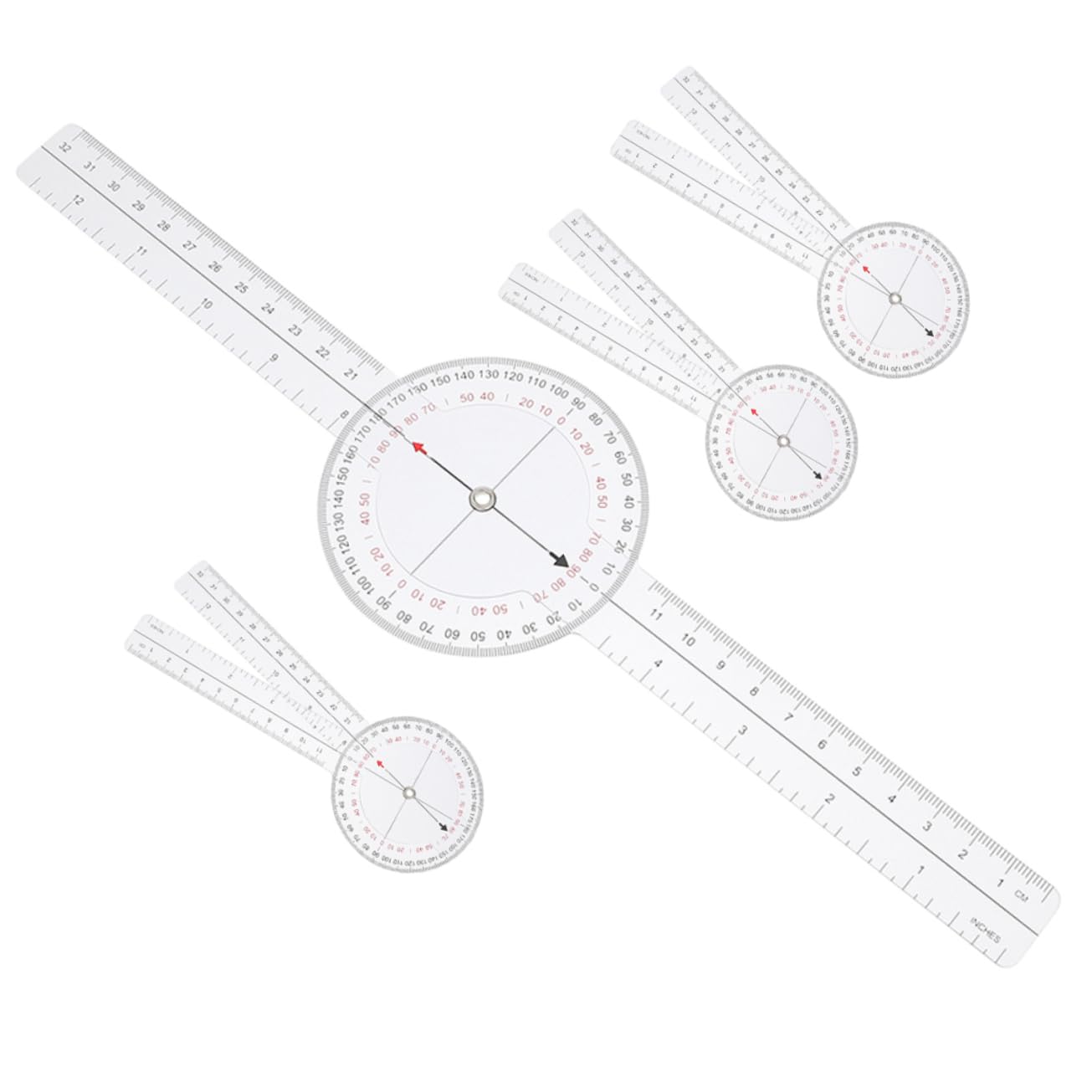 HOMSFOU 4pièces Goniomètre Rotatif Plastique Avec Graduation Claire Goniomètre De Mesure Pour Étudiants Et Enseignants Équerre Transparente Pour Dessin Précis