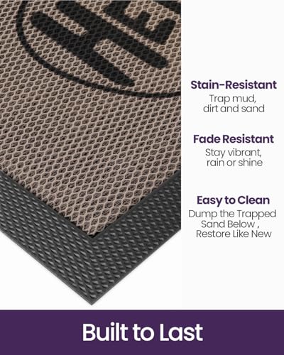 DEXI Front Door Mat Outside Entrance, Non Slip Dirt Trapper Doormat for Entryway, Heavy Duty Low Profile Floor Entry Mats Inside Decorative, 24x36, Hello Brown