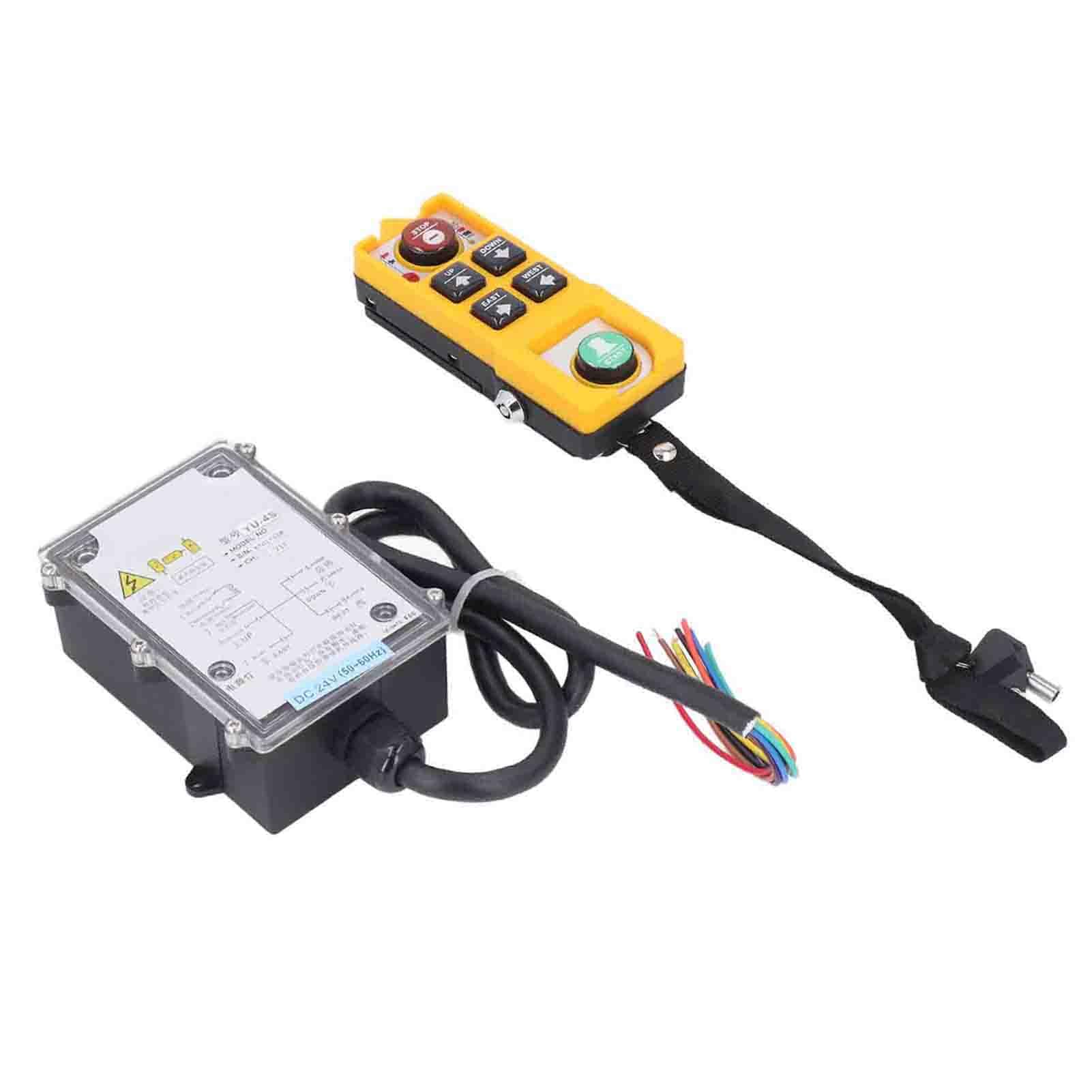 LiebeWH Kran-Fernbedienung, DC24V Elektrische Hebezeug-Steuerung mit Schloss, Doppelgriff-Sender und -Empfänger, Kompaktes Tragbares Hebegerät für Baustellen und Maschinen