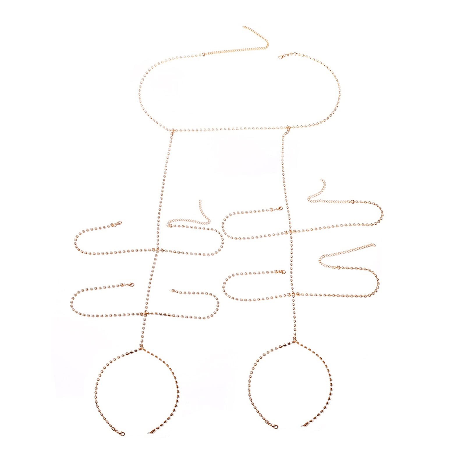 Body Chain Damen Kette - Goldfarbene einfache Strandkette mit Kreuzband für Taille und Bauch - Schwarze Harnaskette - Edler Schmuck für Damen - Accessoires