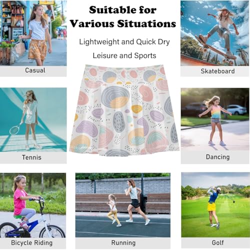 visesunny Girl's Golf Skirt Athletic Vector Multicolored Lines Tennis Skort Sport Activewear with Double Layer Pockets4