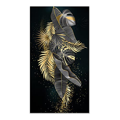 Mur vide de salon solution deco tableau noir et or abstrait 60x120