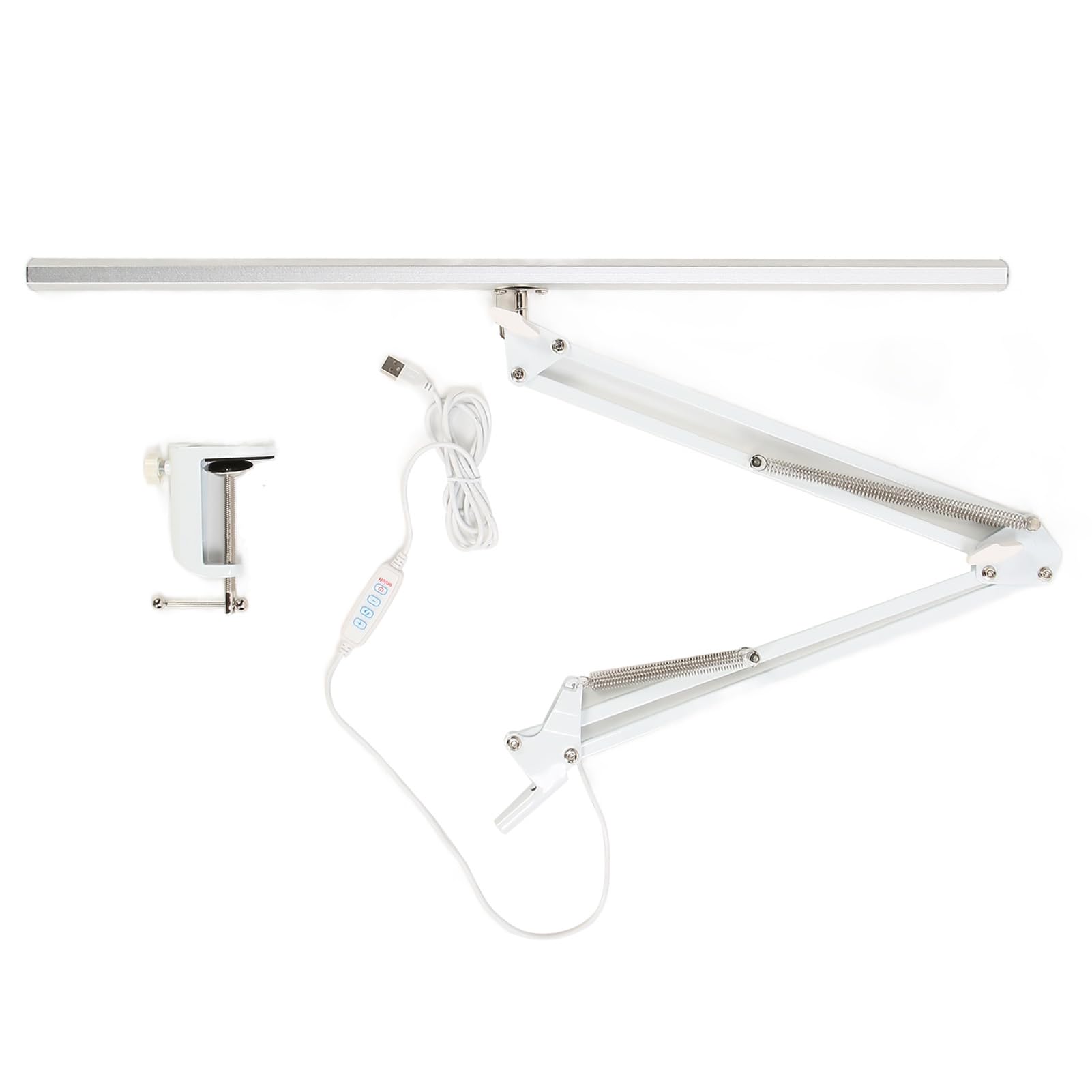 Lampada di bellezza a LED con clip a morsetto su illuminazione scrivania Lampada salone con braccio oscillante a luminosità regolabile per la lettura delle sopracciglia per il (Morsetto d'argento)