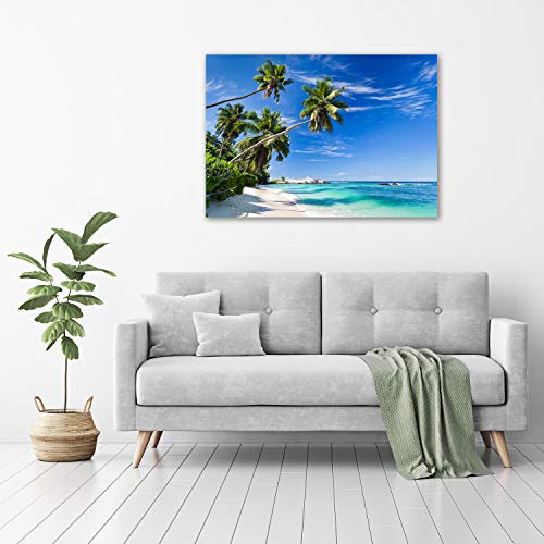 Tulup - Schilderijen op glas - 100x70 - Schilderij - Muurdecoratie - Wanddecor - Kunstdruk - Muurkunst - Modern Decoratief Beeld Gedrukt - Wandschilderijen - Decoratie Poster - Foto - Afbeelding - Landschappen - tropisch strand - Blauw - Afbeelding 4
