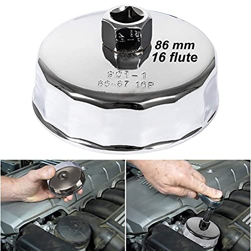 ROUTEKING Ölfilterschlüssel, 86 mm, 16 Rillen, für BMW, Ölfiltergehäusekappen-Entfernungswerkzeug passend für N20, N26, N51, N52, N54, N55, N63, N74, S55 und S63 Motoren, robuster