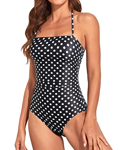 Image of Holipick Women Tummy Control One Piece Swimsuits Strapless Bandeau Bathing Suits Slimming Halter Swimwear